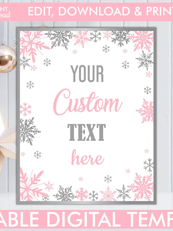 Editable Custom Winter Onederland Birthday Sign, Winter Onederland Birthday Girl Decorations, Editable Template Digital File