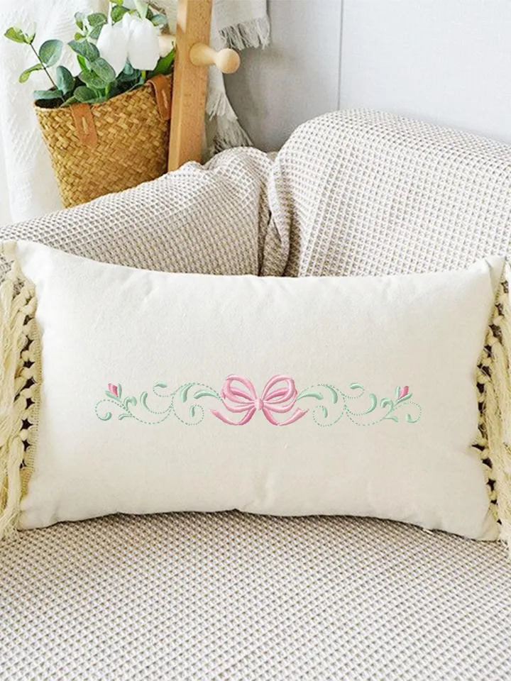 Bow embroidery design Machine embroidery pattern 4 size Scroll border embroidery, Pretty bow satin with flourish embroidery for girl #R41