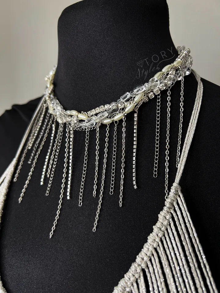 Chain necklace,layered necklace, grunge necklace, chain choker, Silver Choker, Layer Link necklace, Multi Strand necklace