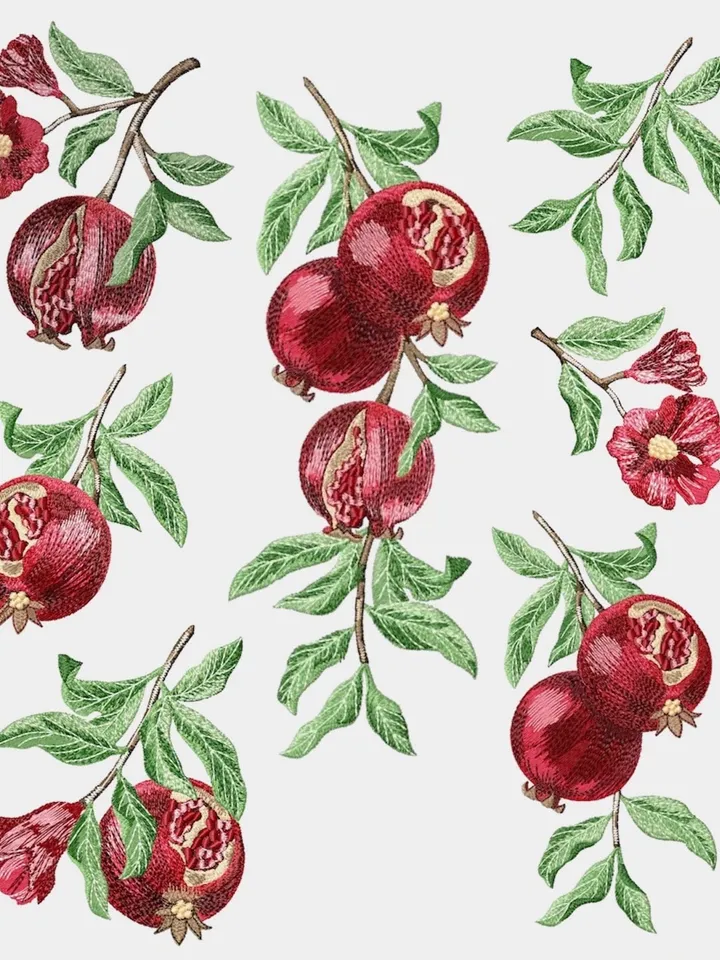 Set of Machine Embroidery Designs in Artistic Surface Technique Juicy Pomegranate machine embroidery pattern digital embroidery