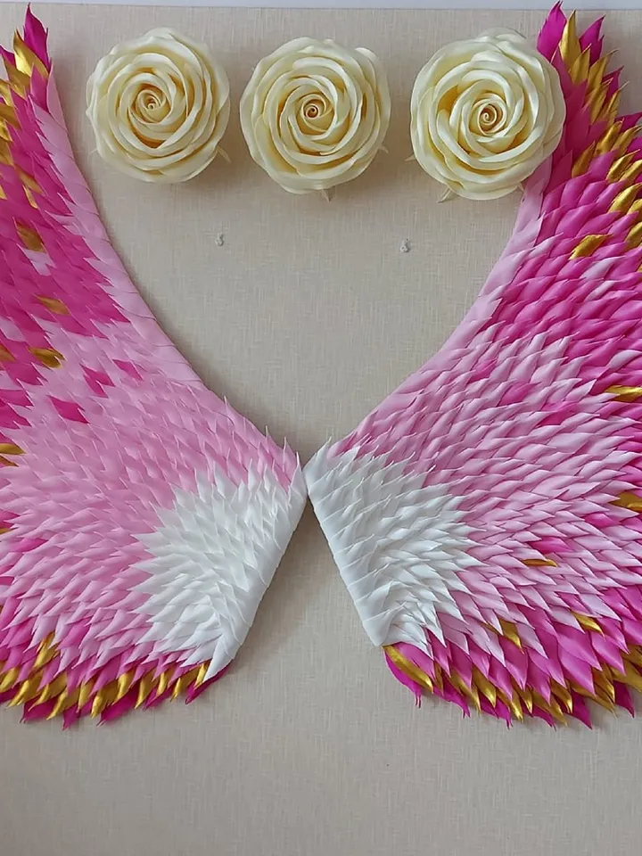 Wedding Backdrop Hanging wings, Gold pink winged swing, hanging swing wings, ceiling suspension