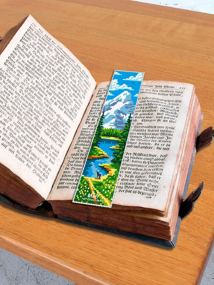 Banff national park bookmark cross stitch pattern PDF download Nature cross stitch chart, Digital bookmark pattern PDF Book lover gift #B224