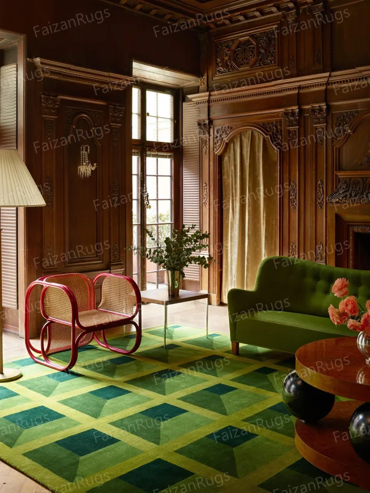 Buy 8x10 Green maze Hand Tufted Rug 100% Wool for living room, bed room, kids room in any size 10x14,10x12,9x12,8x10,6x9,5x8,4x6