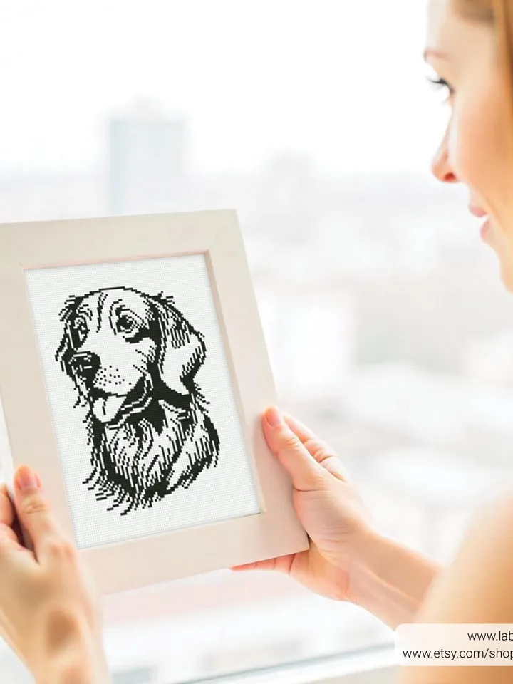 Bundle 2 silhouette Golden retriever Cross stitch pattern, dog breed, puppy, animals, beginner counted, gift DIY, embroidery, instant PDF