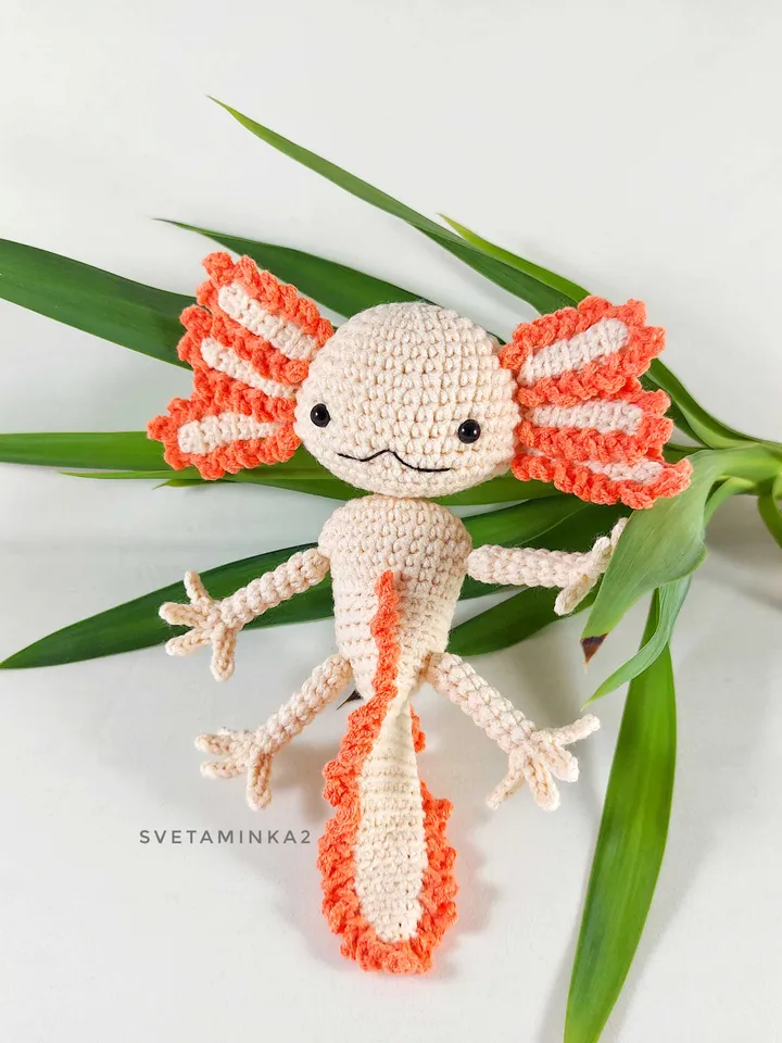 Axolotl Crochet Pattern Amigurumi Toy. Digital Download. PDF.