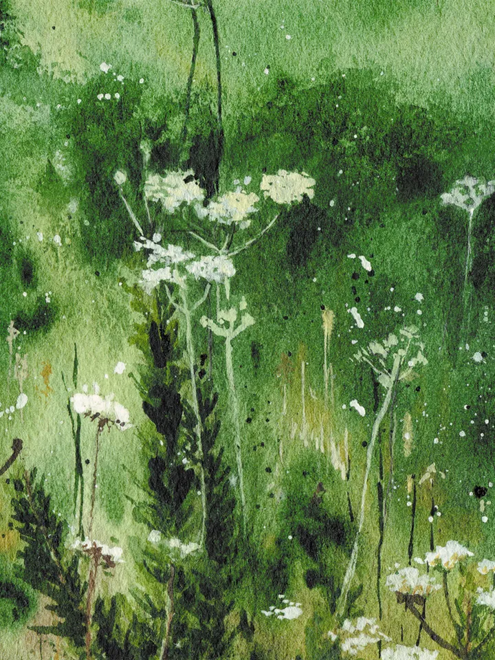 Watercolor poster "GREEN MOUNTAINS", DIGITAL PRINT