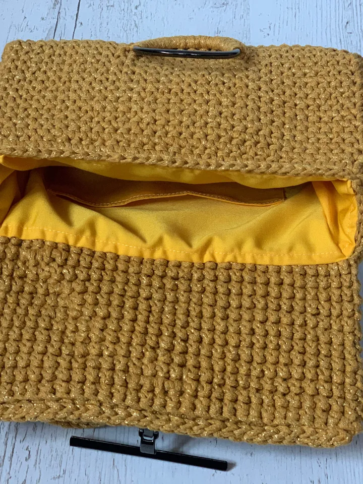 Mustard crossbody with ruffles, crochet bag, handmade luxury handbag, clutch, shoulder bag, accessories for gift, cotton cord