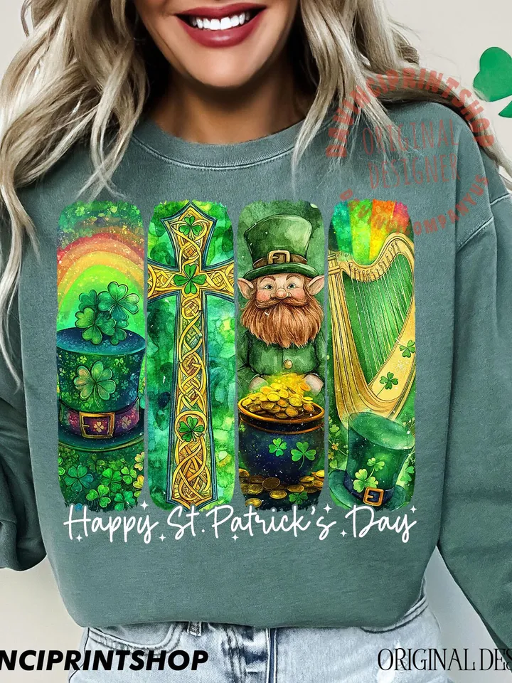 Retro St Patrick's Day PNG, St Patrick's png, Lucky png, Shamrock PNG, Irish Png, Leprechaun Png, Clover png, Green day, Digital Download