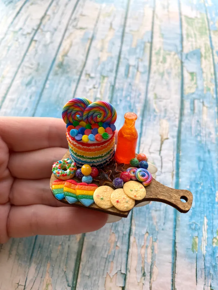Magnet Miniature Rainbow Charcuterie Board with Polymer clay Souvenir