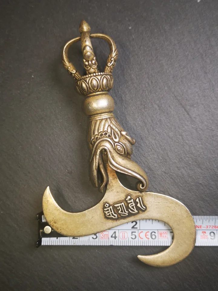 Kartika Knife of the Dakinis - Gandhanra Antique Tibetan Ritual Hook - Tantric Buddhist dharma instruments,30 Yearl Old