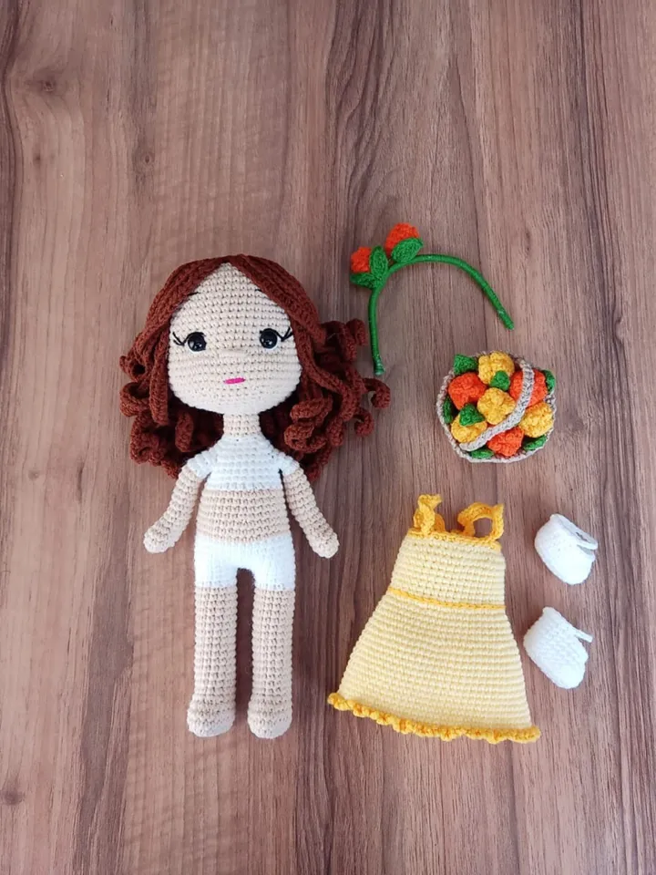 Amigurumi Doll Only Tulip Costume Pdf Pattern Tutorial English, Crochet Tulip Doll Pattern, Cute Knitted Flower Doll for Girls