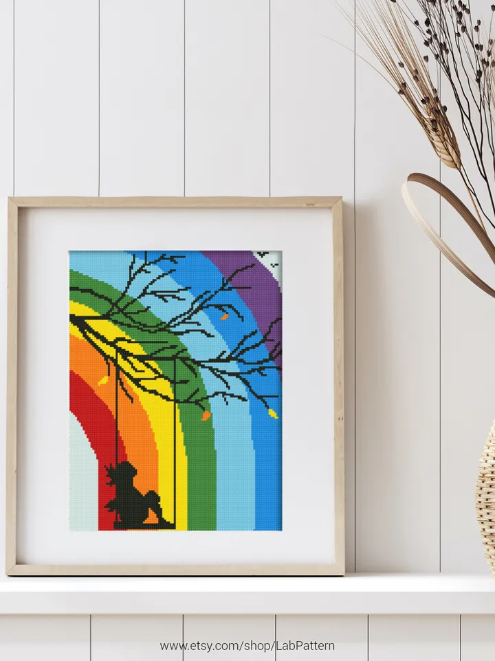 Girl Rainbow LGBT Pride Cross stitch pattern | Embroidery Pattern | Instant Download | Embroidery Designs