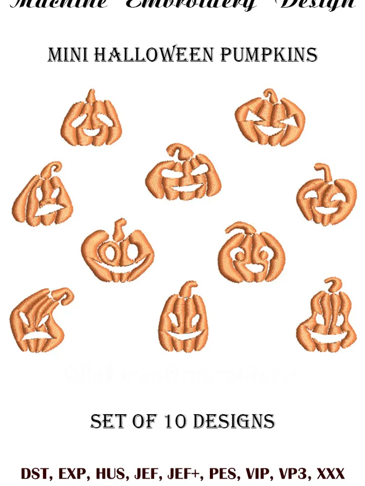 Mini Halloween Pumpkins machine embroidery designs