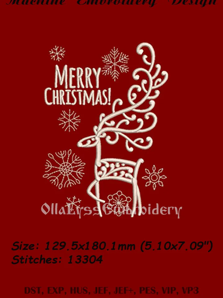 Christmas Deer machine embroidery design