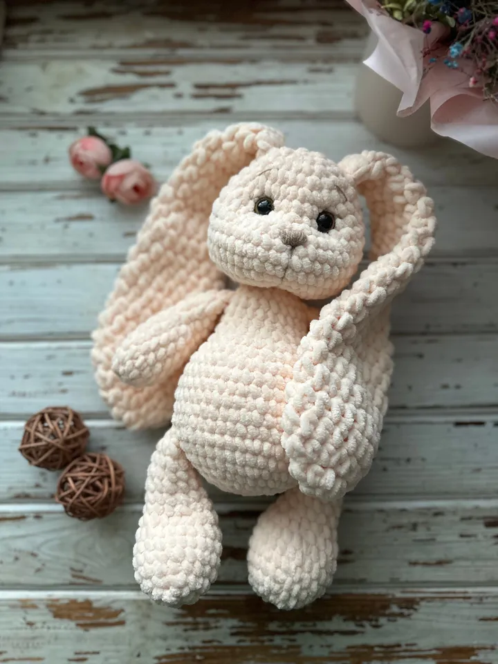 Peach/pink soft Bunny, rabbit doll, stuffed animal, bunny with long ears, cute birthday gift
