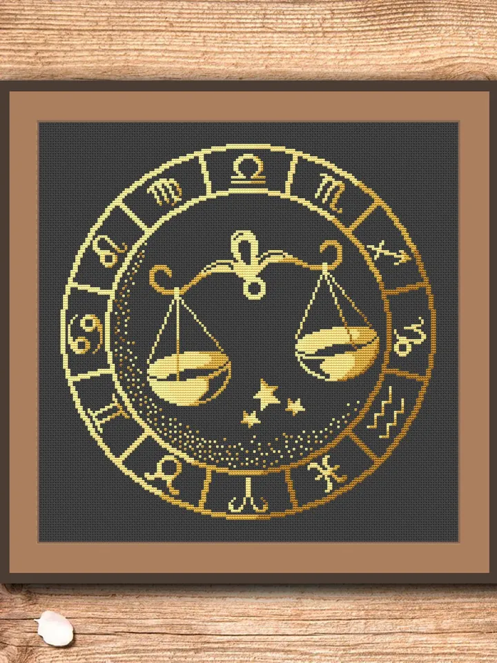 Libra Cross Stitch Pattern, Zodiac Cross Stitch, Embroidery Zodiac, Libra Pattern, Signs of the Zodiac Pattern, Modern Cross Stitch #zdc007