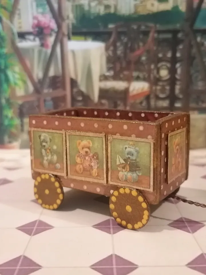 Trolley for dollhouse. Doll toy.1:12 scale.