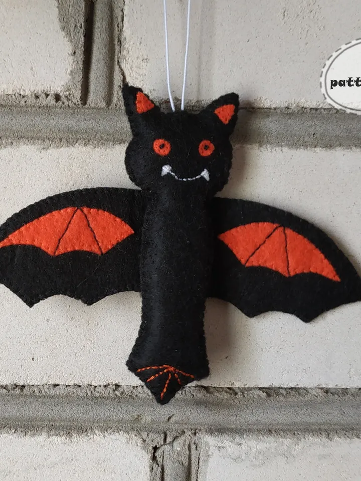 Halloween bat pattern, Halloween pattern, felt pattern, bat sewing pattern, bat ornament, felt bat pattern, Halloween décor, Halloween gift, Halloween plush bat, plush bat toy