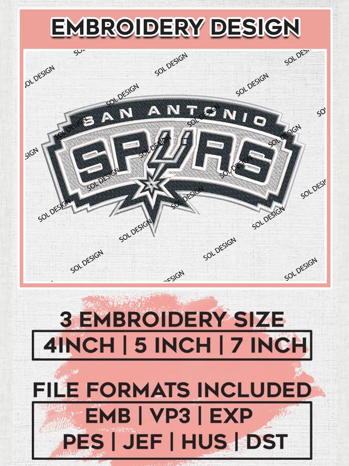 San Antonio Spurs Embroidery Designs, NBA Spurs Embroidery Files, NBA Spurs, Machine Embroidery Pattern, NBA Embroidery Designs, Digital Download