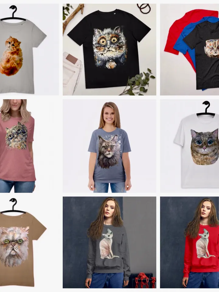 Persian Cat Short-Sleeve Unisex T-Shirt made with my original oil painting design,cat t shirts,cat lovers gifts.