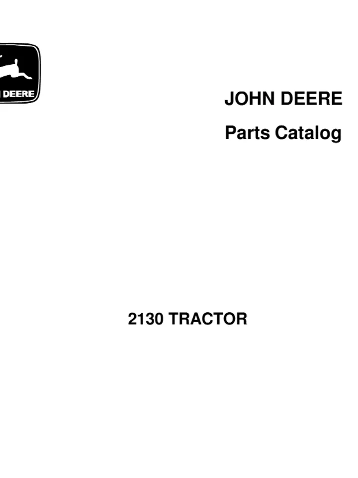 John Deere 2130 Tractor Parts Catalog Manual