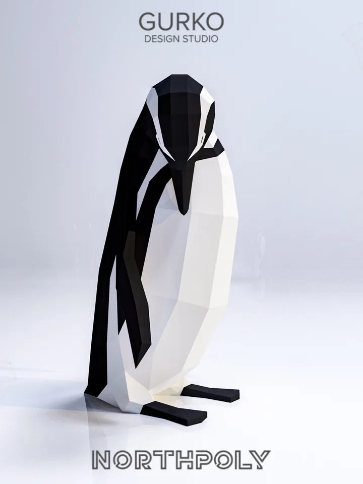 Itchy Magellanic Penguin Papercraft, Digital Template, PDF Download, Gurko, LowPoly, Pepakura, Origami Sculpture, Paper Party Decor,DIY Gift