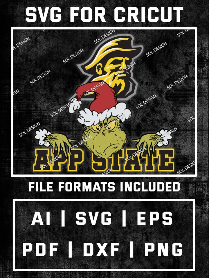Grinch App State Mountaineers SVG, NCAA SVG Design, NCAA App State Mountaineers SVG, NCAA Mountaineers Cricut, Christmas Svg, Grinch svg, Digital Download