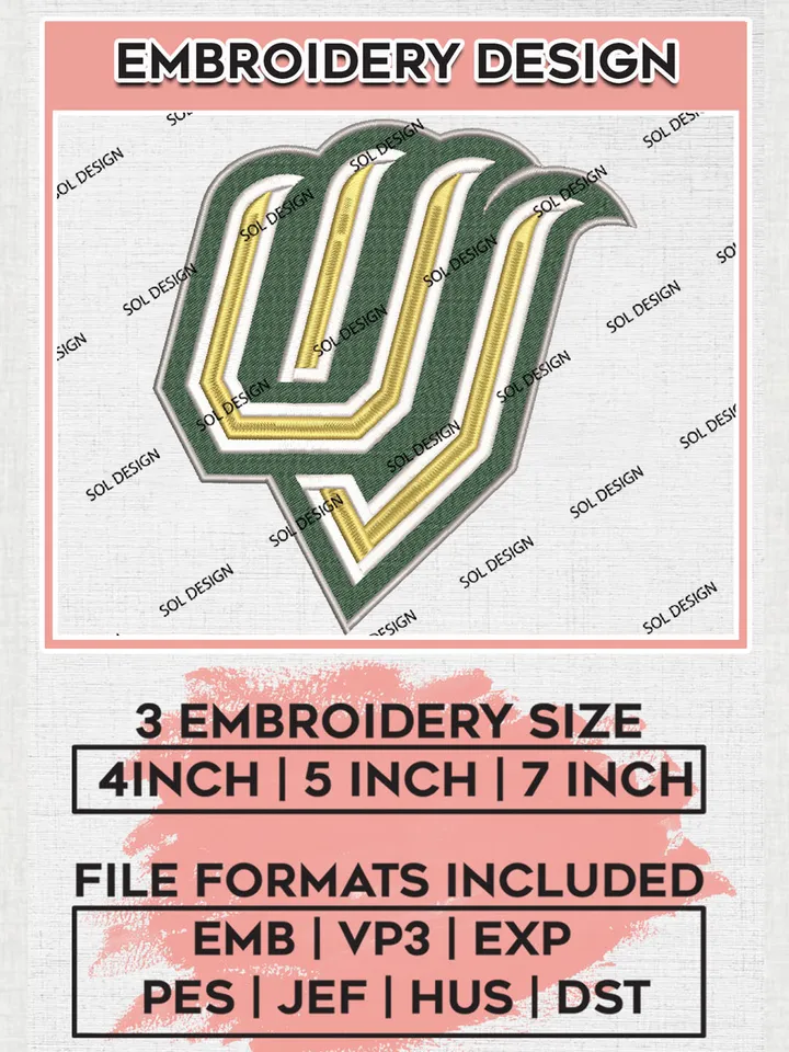 Utah Valley Wolverines NCAA Team Logo Embroidery Design Files, NCAA Utah Valley Wolverines Machine Embroidery, NCAA Teams, Game Day, 3 sizes, NCAA Machine embroidery designs, Digital Download