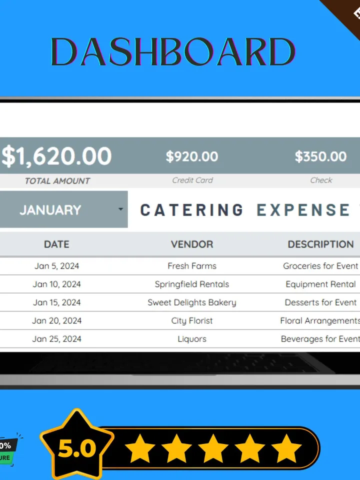 Catering Expense Tracker Template, Event Catering Budget Planner, Food & Beverage Cost Management Spreadsheet