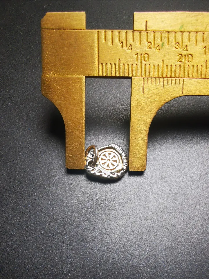 Gandhanra Tibetan Buddhist Amulet,Lucky Wheel Pendant for Prayer Bead, Mala Accessories,Sterling Silver Gold Plated,Tibetan Jewelry