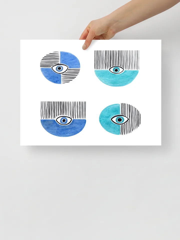 Evil Eye Poster, Watercolor Evil Eye, Evil Eye Poster Nazar Poster Evil Eye Decor Wall Decor Turkish Wall Art Greek Art Blue Art Boho