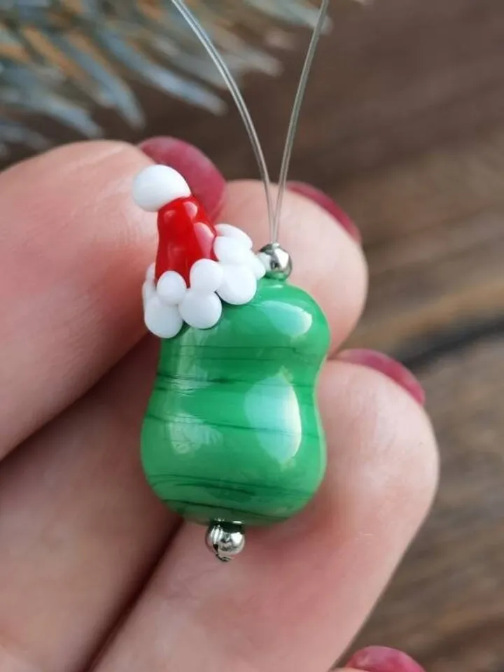 KAWAII AVOCADO ornament avocado figurine Miniature Avocado Glass Vegetable beads Miniature animals Decor Christmas tree ornament