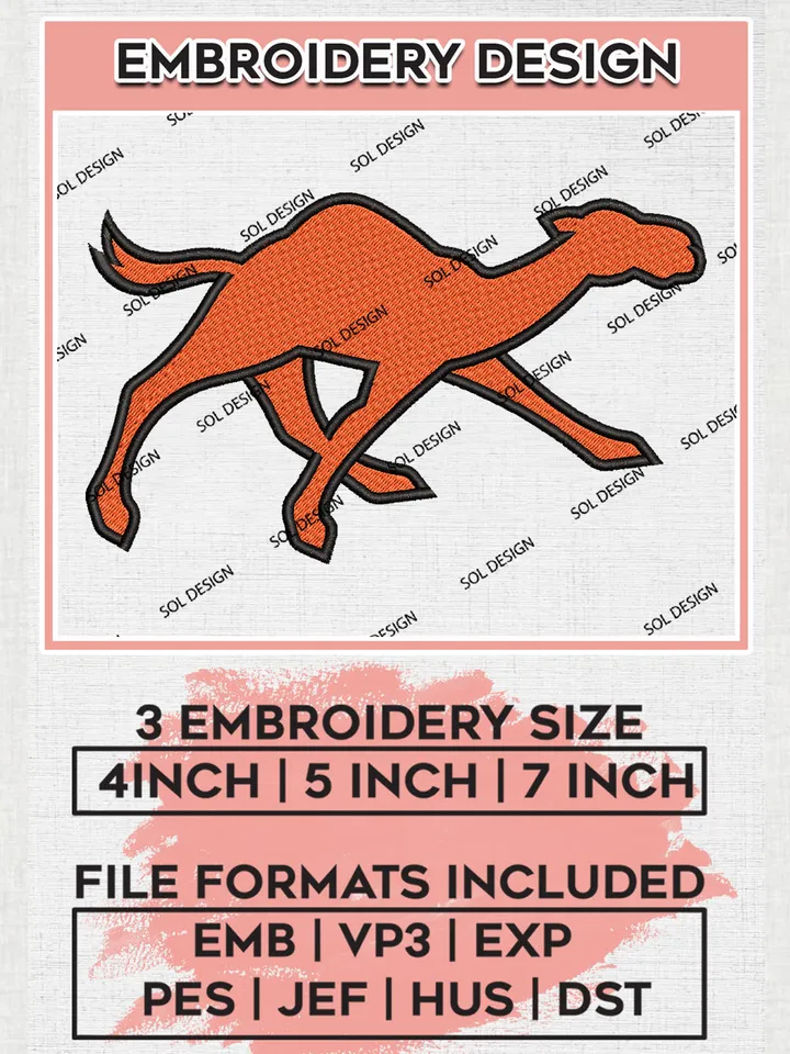 Campbell Fighting Camels Team Mascot Logo Embroidery Design Files, NCAA Campbell Fighting Camels Machine Embroidery, NCAA Teams, Game Day, 3 sizes, NCAA Machine embroidery designs, Digital Download