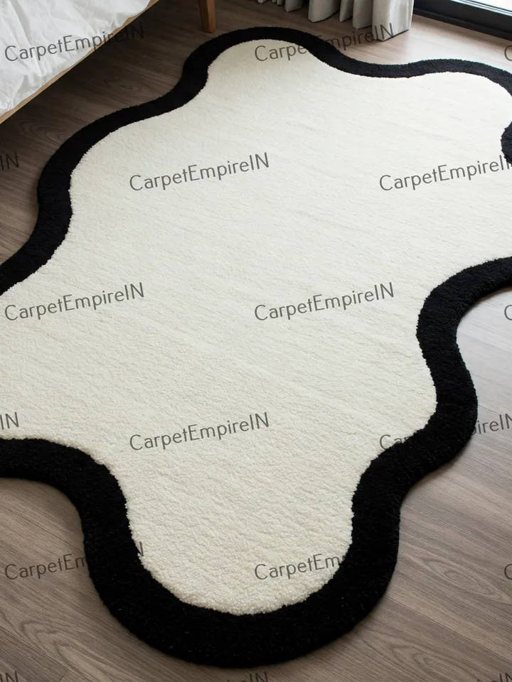 8x10 Irregular Shaped Rug | Hand-Tufted 100% Wool Handmade Layerd Area Rug | Carpet for Home, Bedroom, Living Room, Kids Room, Custom rug.