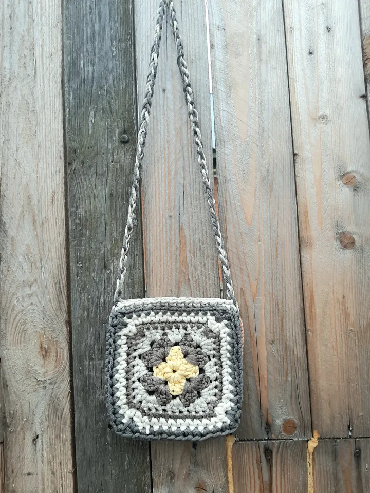 Small crochet bag shoulder, hippie bag, granny square bag, colorful bag, knit bag