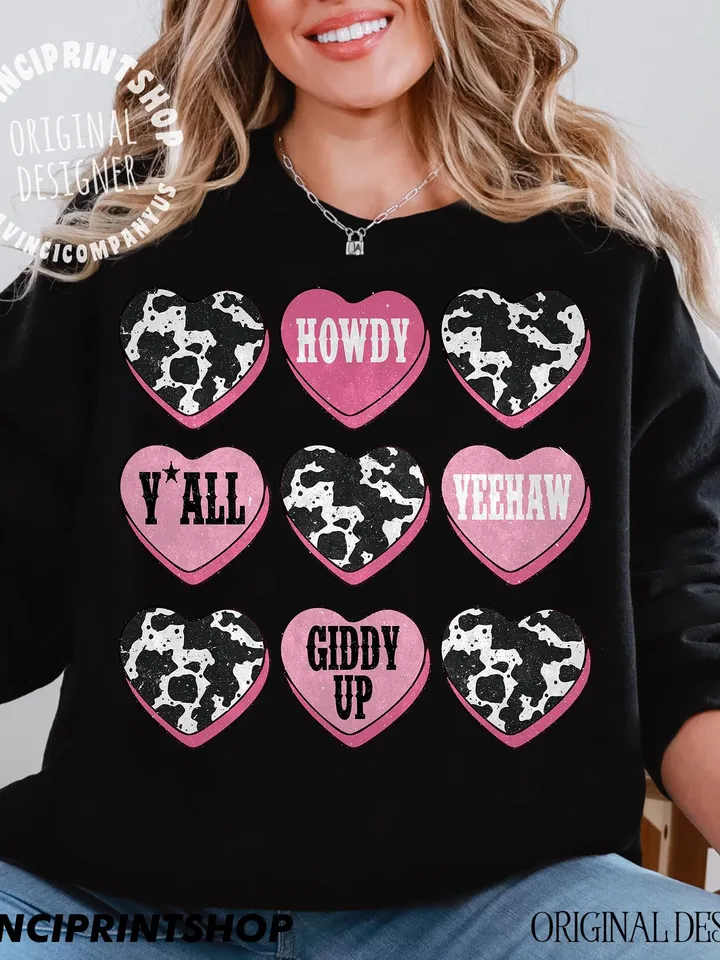 Valentines Candy Heart Png, Western Valentines Png, Cow Print Valentines png, Western Hearts Png, Retro Valentine Png, Heart Png, Western