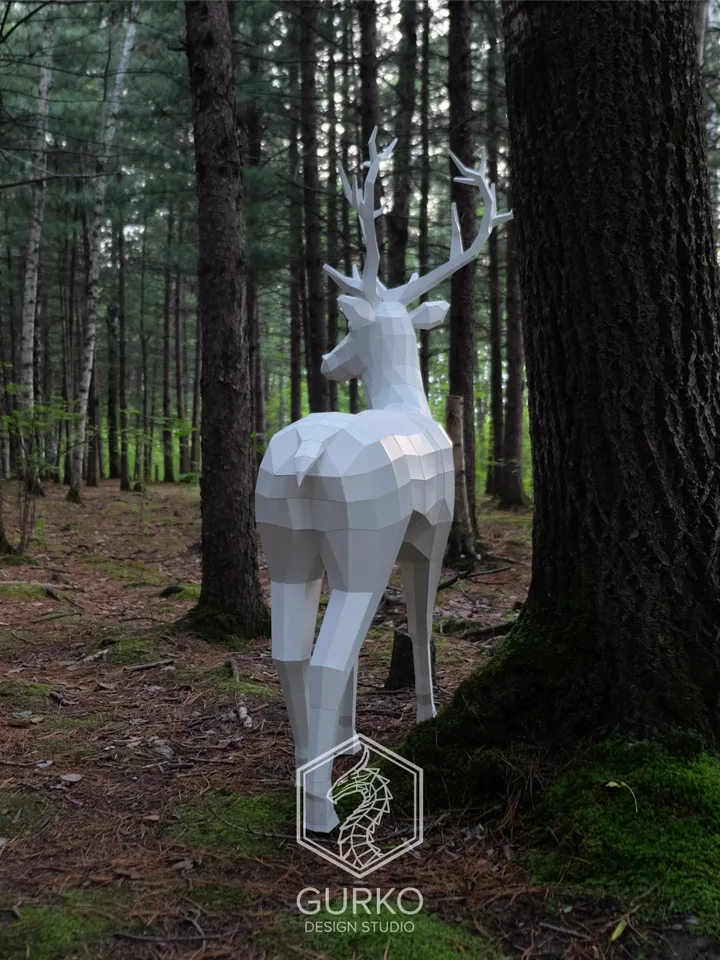Papercraft Deer 1500mm, Digital Template, PDF Download, Gurko, 3D LowPoly, Pepakura, DIY Origami Sculpture, Paper Party Decoration, DIY Gift