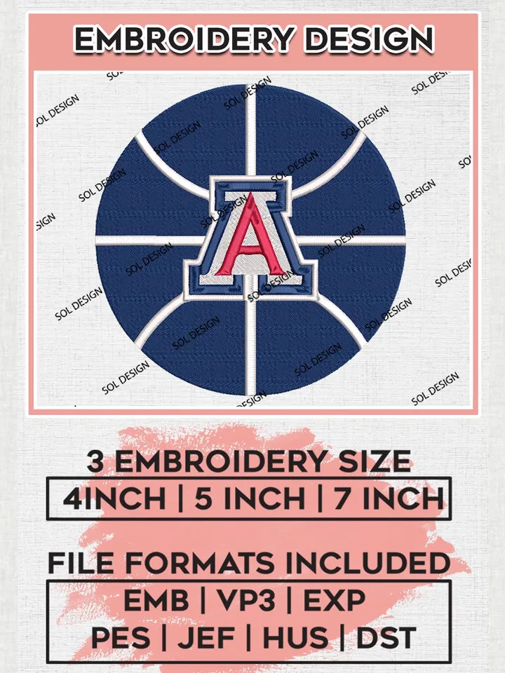 NCAA Arizona Wildcats Logo Machine Embroidery Design, NCAA Arizona Wildcats Embroidery Design Design files, NCAA Team Embroidery Designs, NCAA Machine Embroidery Designs, Digital Download