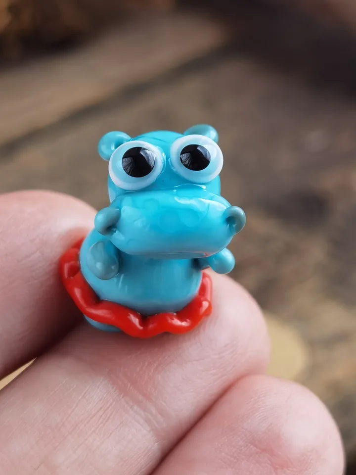 House Hippo figurine Hippo art Hippo gifts Hippo ornament Ballerina gifts Hippopotamus Hippo for Christmas Tiny glass animals