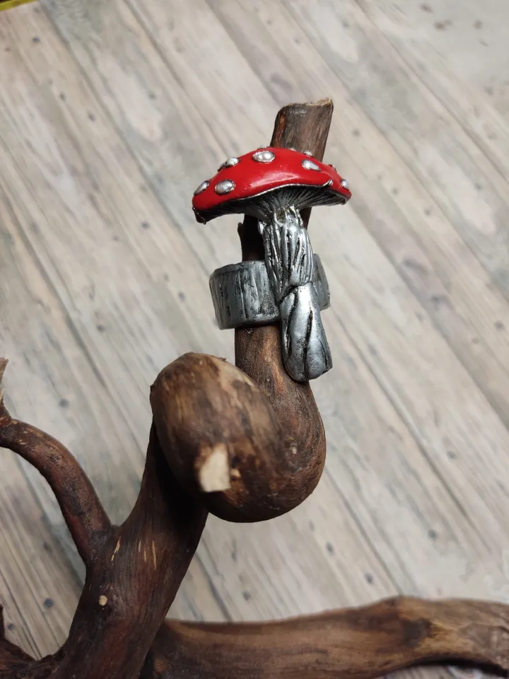 Mushroom ring, fly agaric ring, fly agaric, muscaria jewelry, red mashroom, Forest