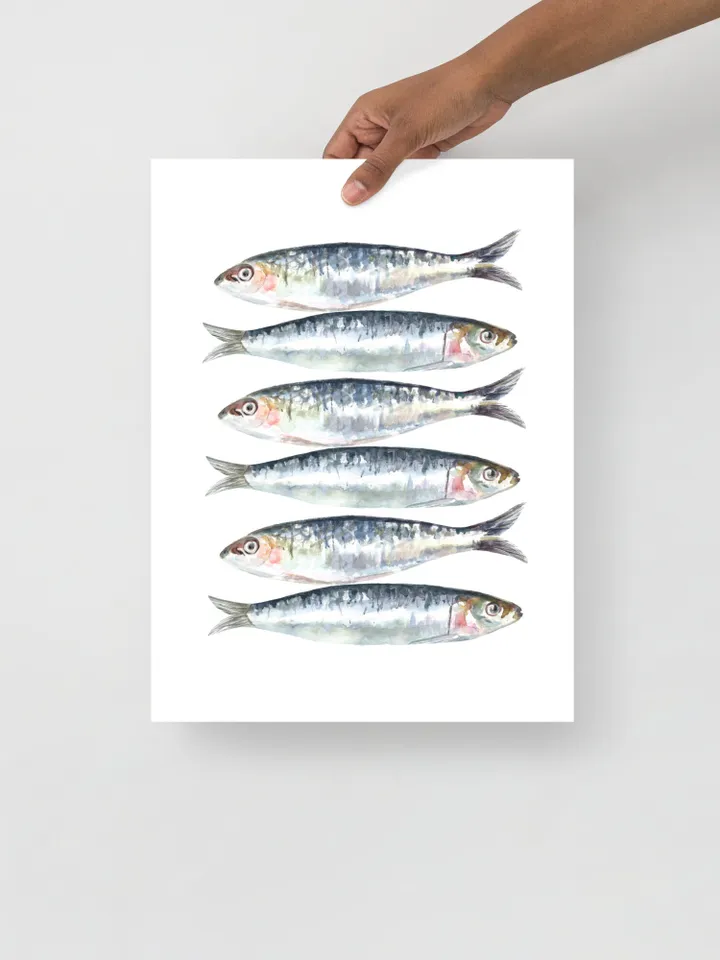 Sardines Art Print Watercolor Painting Kitchen Art Food Art Fishing Decor Gift Sardines Food Still Life Fishing Decor Fodd Still Life Print