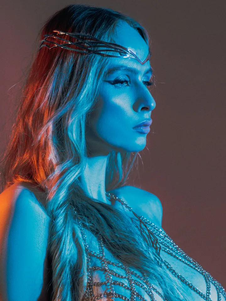 Stylish futuristic fantasy tiara Silver cyberpunk Elf diadem cosmic elven Headpiece wedding Bridal circlet Sekhmet