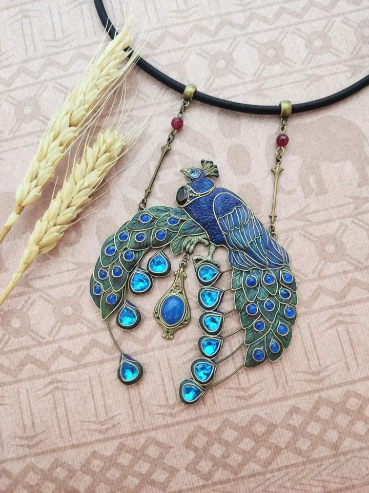 Peacock necklace Art nouveau
