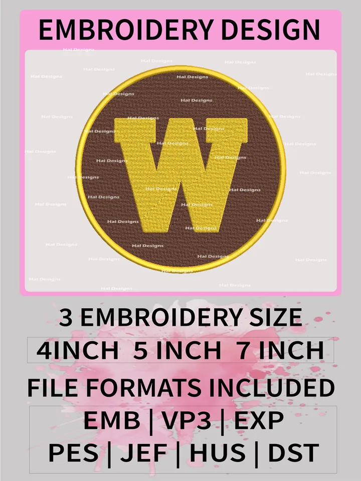 NCAA Western Michigan Broncos Embroidery File, 3 Sizes, 6 Formats, NCAA Machine Embroidery Design, NCAA Logo, NCAA Teams
