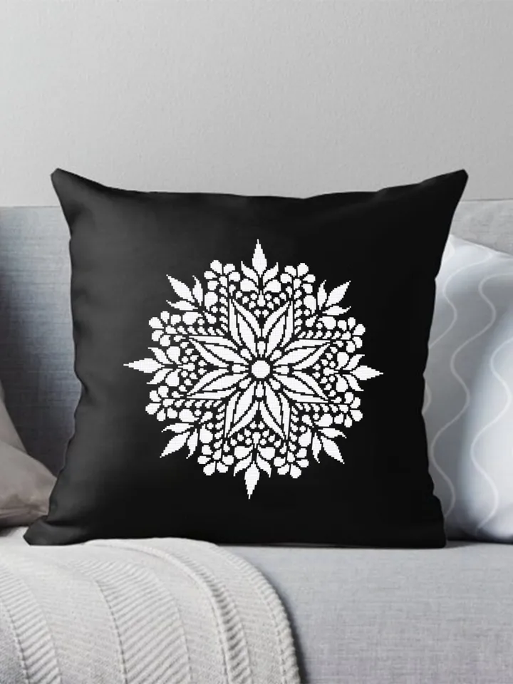 Flower mandala cross stitch pattern download PDF Simple mandala embroidery PDF Monochrome cross stitch chart Modern quick cross stitch #M100