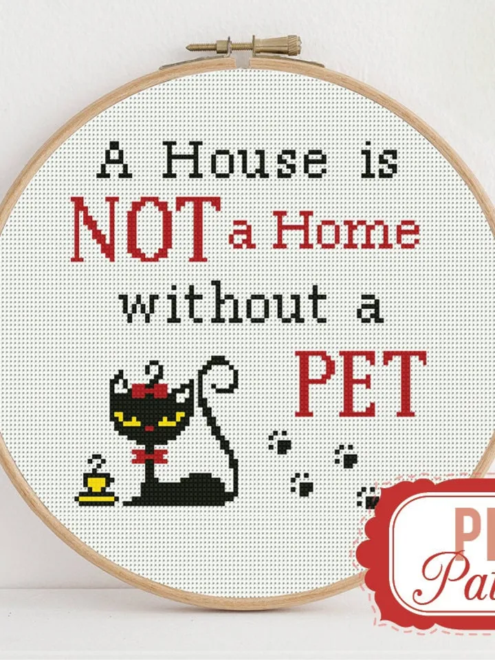 Cross stitch pattern a House is not a Home without a Pet Cross stitch pattern Cat Dog Paw Sweet Home PDF Format Instant Download Home decor