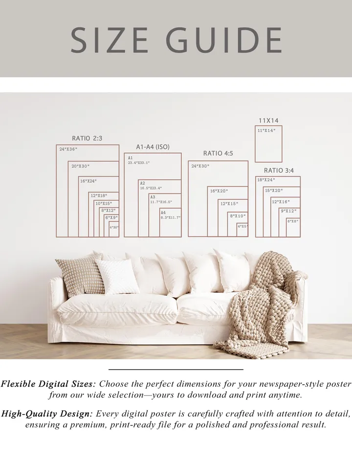 60th Anniversary Newspaper Canva Template, 1965 Wedding Infographic Printable Gift, 60 Years Married Poster for Parents or Couple