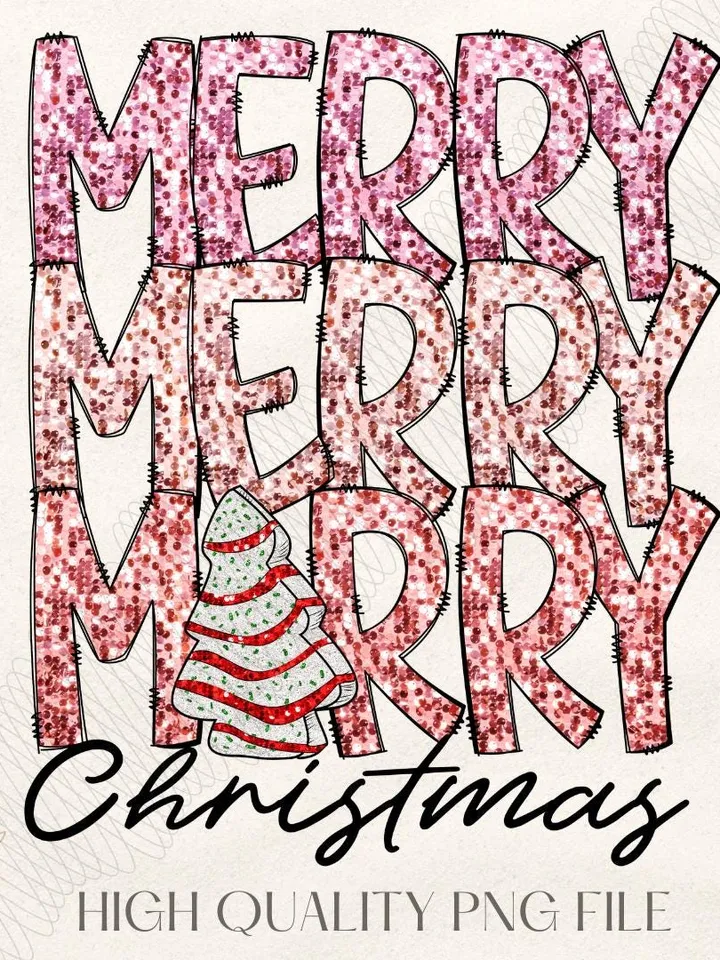 Merry merry merry christmas faux Sequin png,glitter christmas png,christmas cake faux sequin png,Faux Glitter Christmas Png Sublimation
