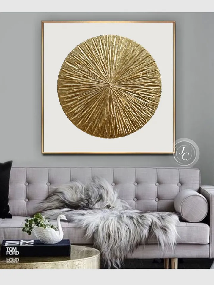 Gold and White Abstract Wall Art Original Painting Metallic Textured artwork Gold Leaf Wall Art Modern wall decor