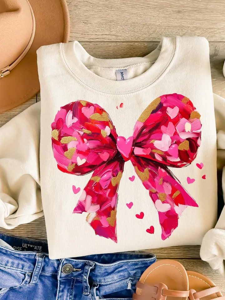 Valentines Day Coquette Bow PNG, Valentine Brushstroke Png, Valentines Day Sublimation Design, Coquette Valentine Png, Trendy V-day Png